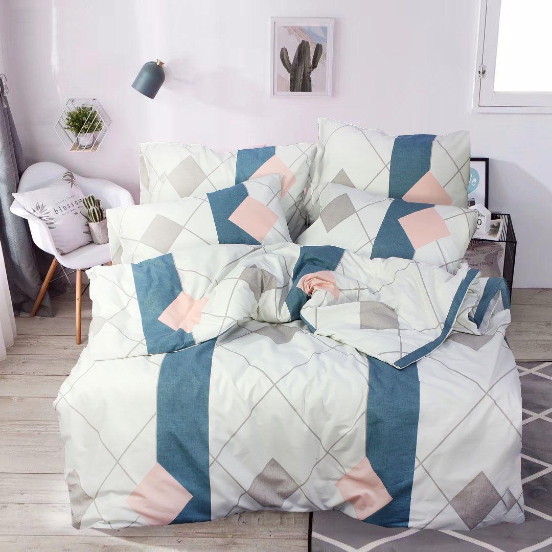 Комплект постельного белья полуторный Еней-плюс Т0746 Серый/Синий