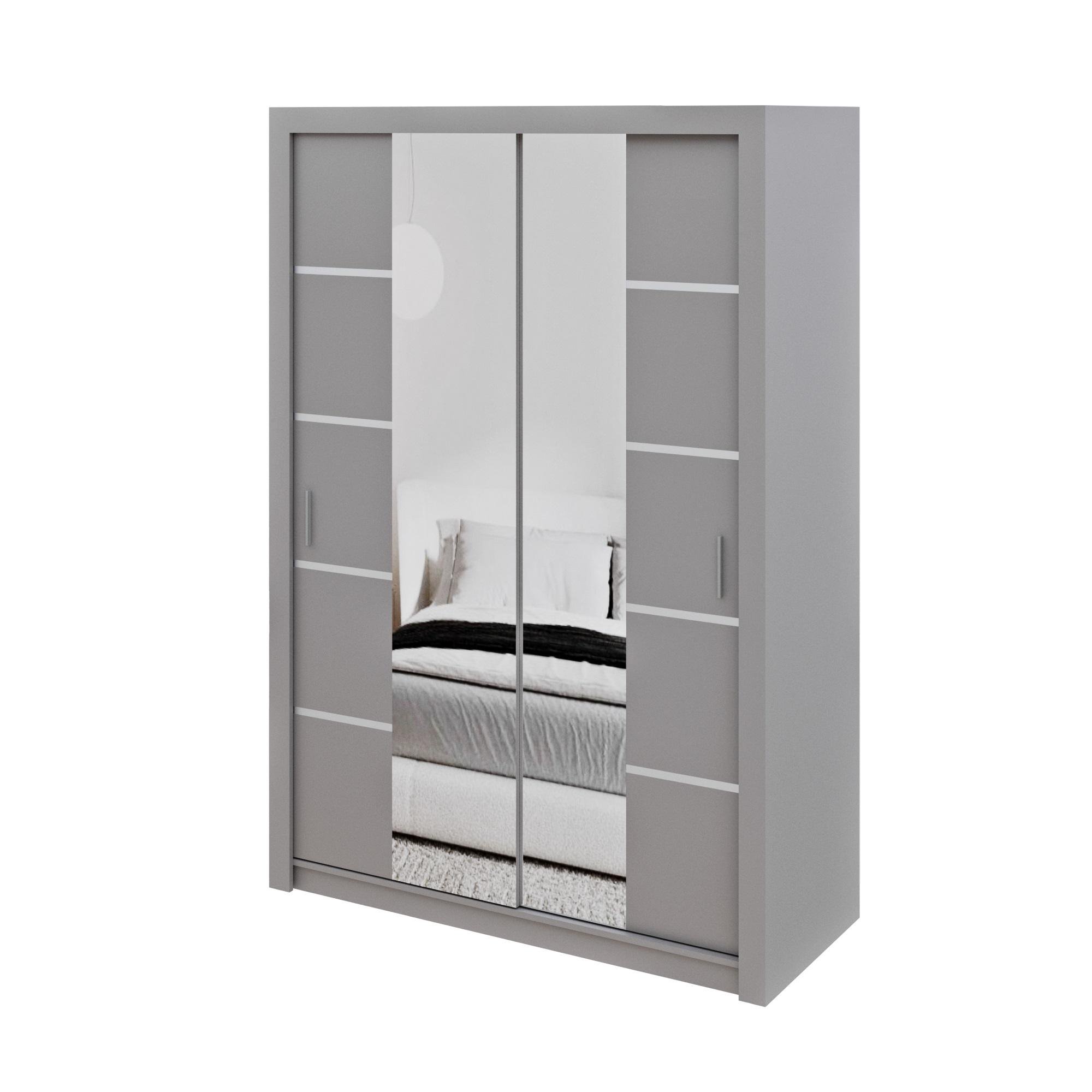 Шкаф-купе двухдверный MEBLIBUD OSLO с зеркалом 150х62х216 см Серый (29309/7)