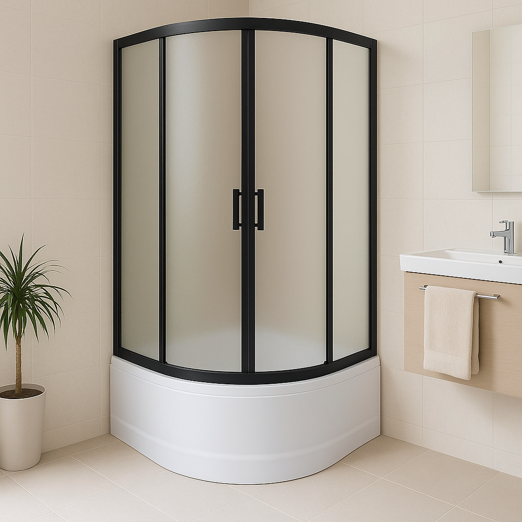 Душова кабіна KO&PO піддон 40 см матове скло 5 мм 90х90x190 см Чорний (C15390)
