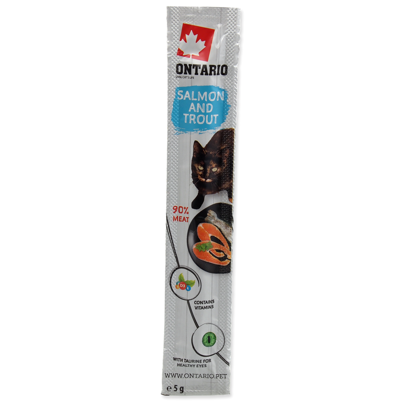 М'ясна паличка для кошенят і котів Ontario Stick for cats Salmon&Trout з м'ясом лосося та форелі 5 г (213-5800) - фото 1