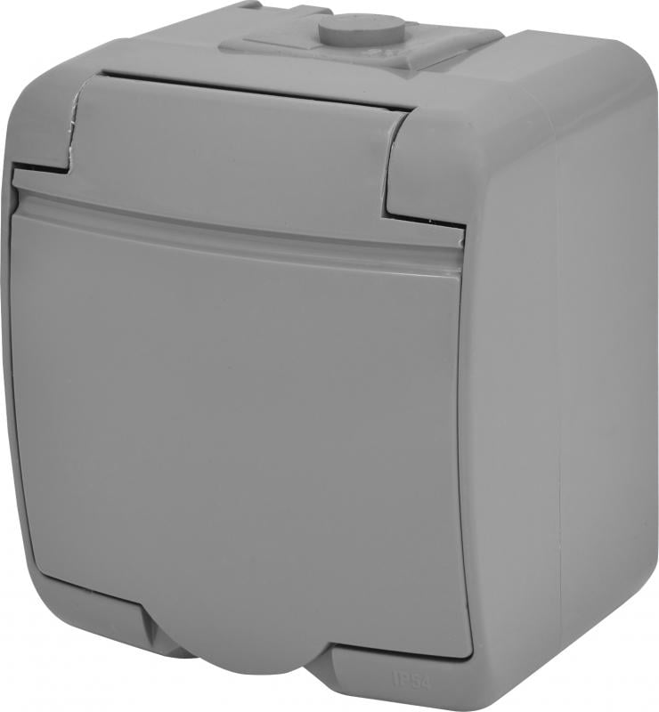 Розетка зовнішня ETI RHE-1s-SR із заземленням/кришкою IP54 Сірий (4668070)