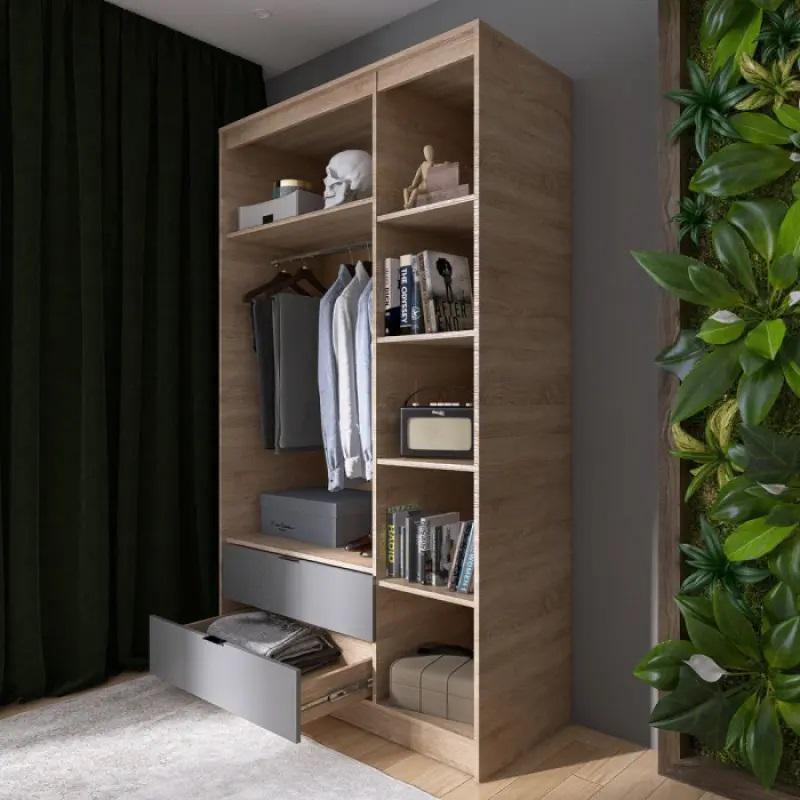 Шкаф распашной для одежды с выдвижными ящиками Эверест Сити-1200 120,2х50х204,6 см Дуб сонома/Графит (EVR-071127) - фото 4 Шкаф распашной для одежды с выдвижными ящиками Эверест Сити-1200 120,2х50х204,6 см Дуб сонома/Графит (EVR-071127) - фото 4