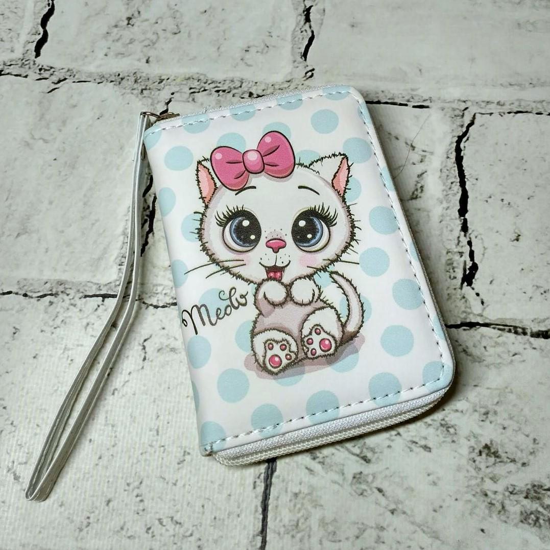 Гаманець дитячий з малюнком Котик з бантиком (158-3-2)