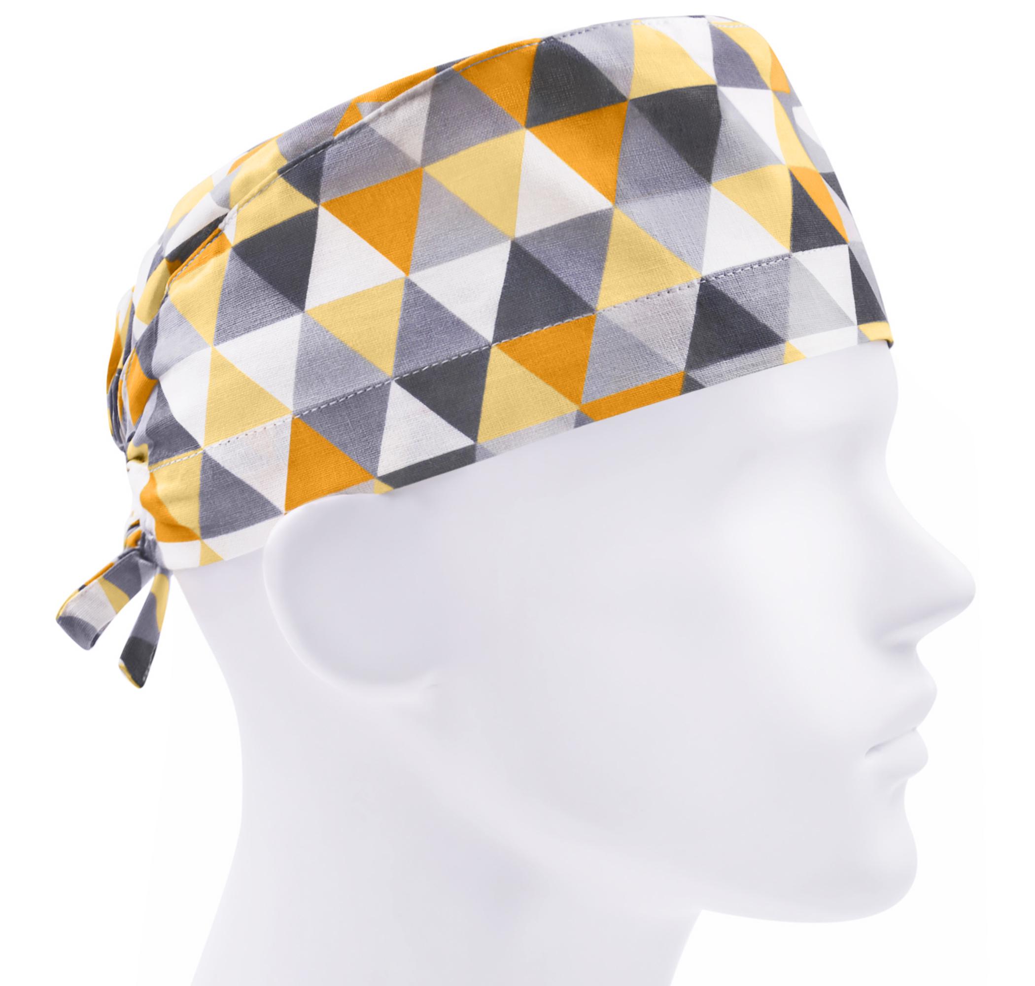 Шапочка медицинская мужская FloralScrubs Треугольники желтые универсальная (М039)