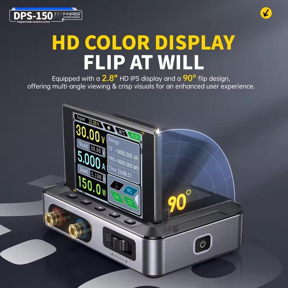 Источник питания постоянного тока FNIRSI DPS-150 с ЧПУ 30V 5А с 4-разрядным IPS-дисплеем/програмируемый Grey (81182) - фото 2 Источник питания постоянного тока FNIRSI DPS-150 с ЧПУ 30V 5А с 4-разрядным IPS-дисплеем/програмируемый Grey (81182) - фото 2