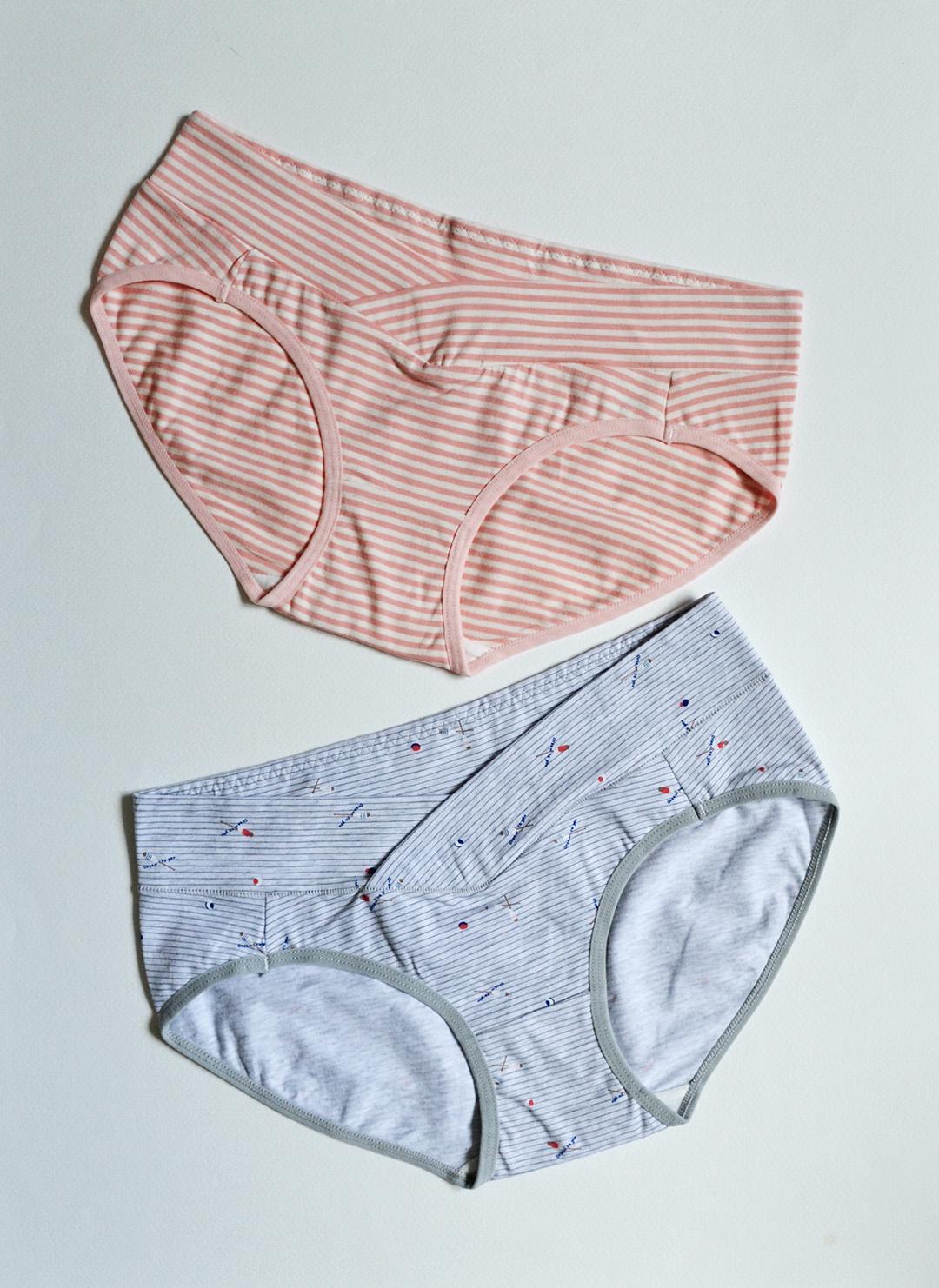 Набор трусиков для беременных р. М 2 шт Голубой/Розовый в полоску (002-001006)