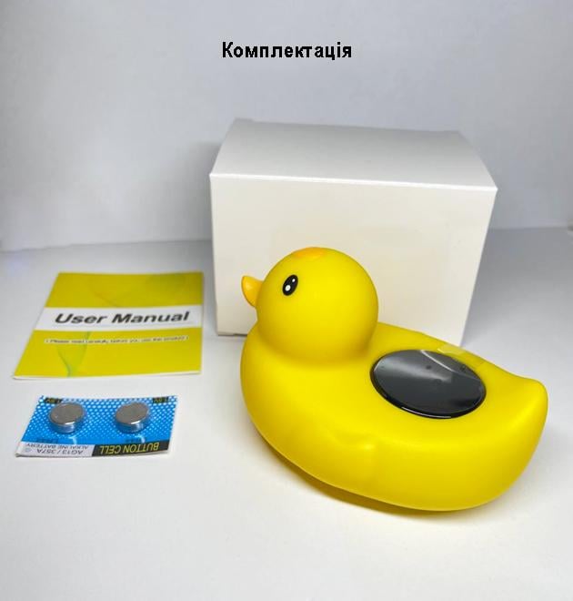 Іграшка термометр для купання дитини у ванну Качка для води з цифровим дисплеєм Жовтий - фото 8