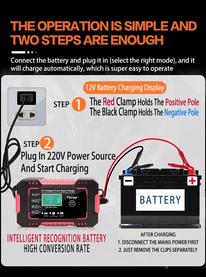 Зарядний пристрій з цифровим дисплеєм для акумулятора EAFC 12 В - фото 6