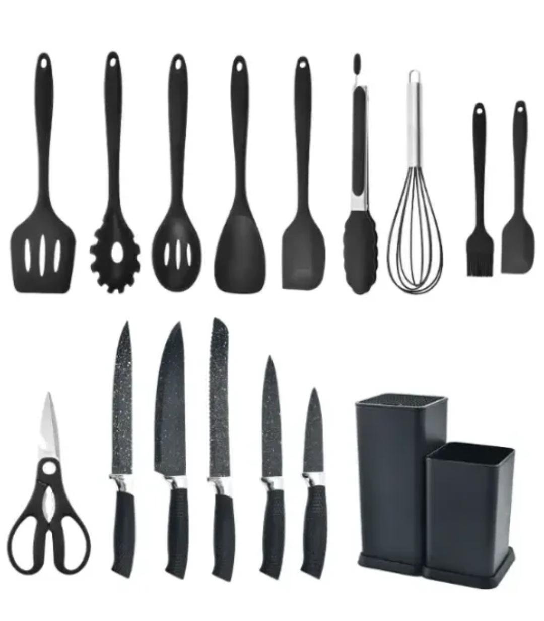 Кухонний набір ножів та аксесуарів Kitchenware Set 20 пр. Чорний (14753969) - фото 4