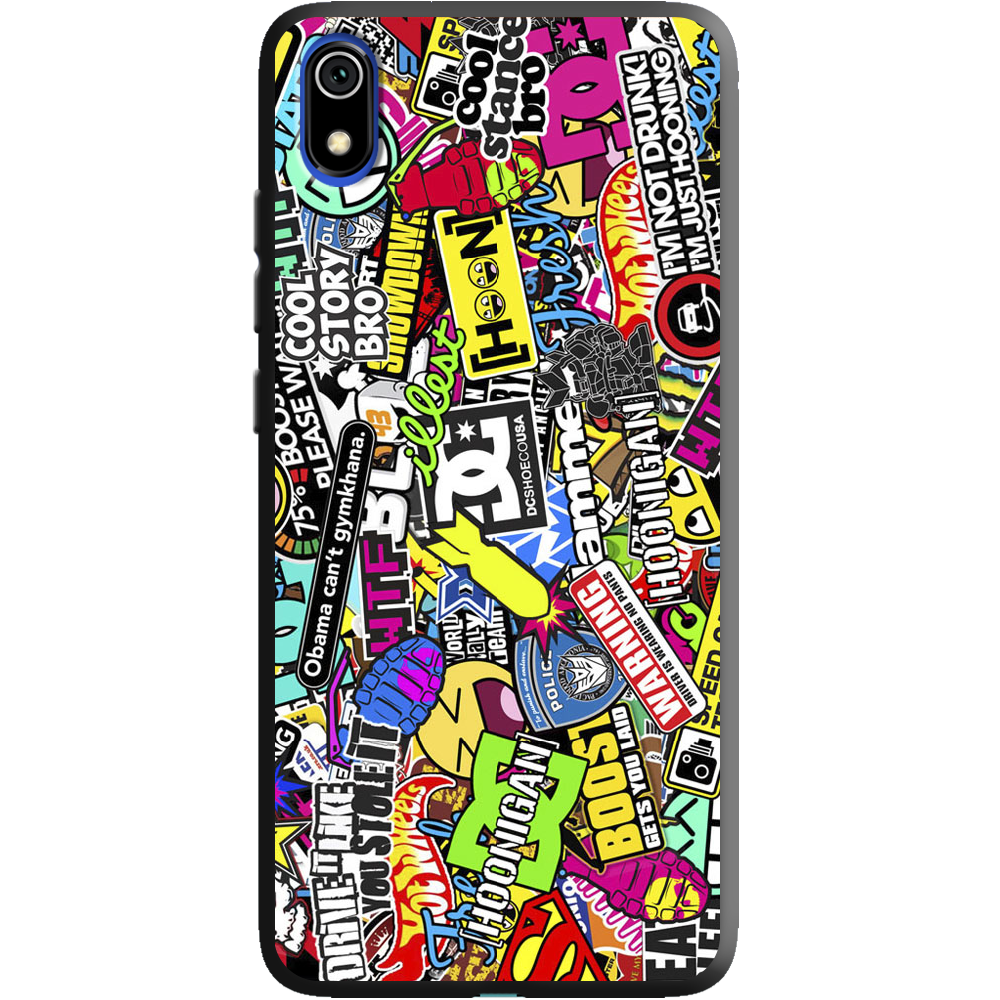 Чехол Boxface Xiaomi Redmi 7A Multicolored Inscriptions Черный силикон (37400-up880-38652)