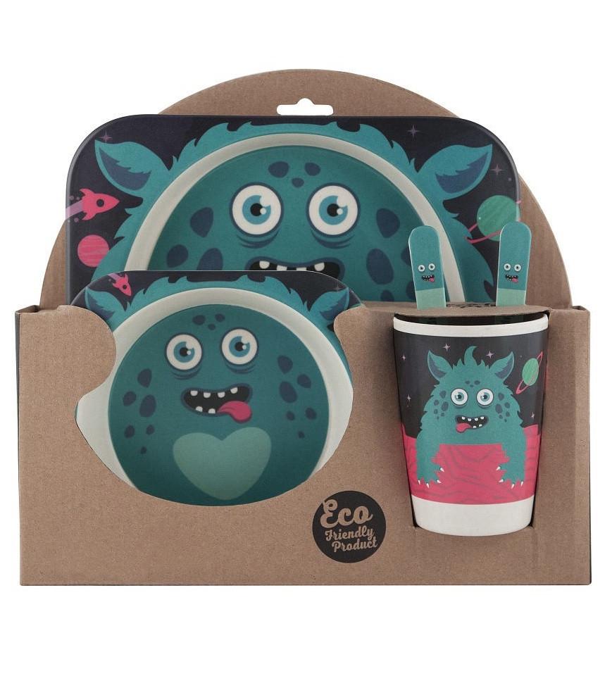 Набор детской бамбуковой посуды Stenson MH-2770-41 Монстрик 5 пр. (536836)