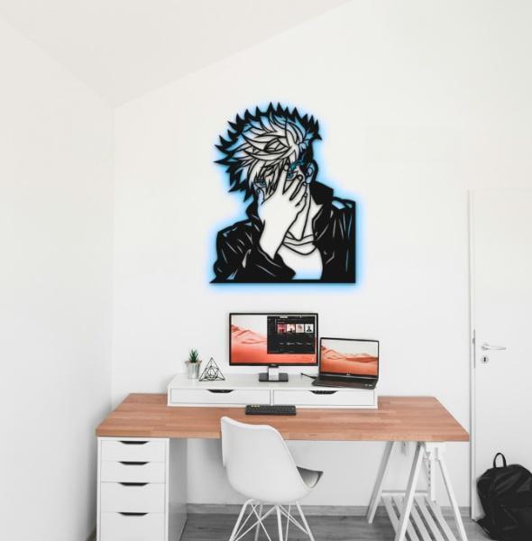 Картина-панно деревянное на стену в стиле лофт Decart Сатору Годжо 2 70х57 см