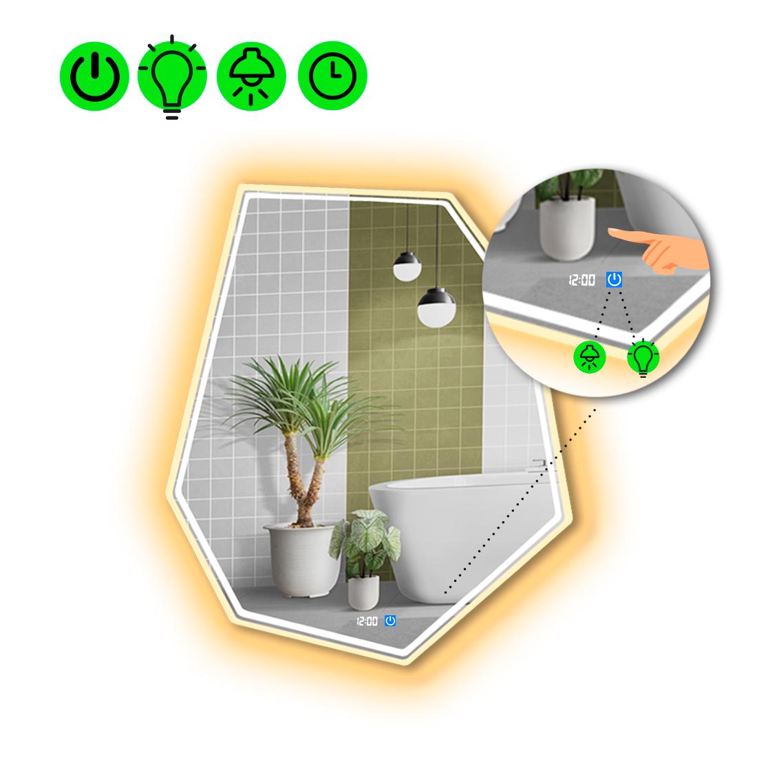 Зеркало с LED подсветкой Montagna 4 с сенсором и часами 140x105 см (8776218)