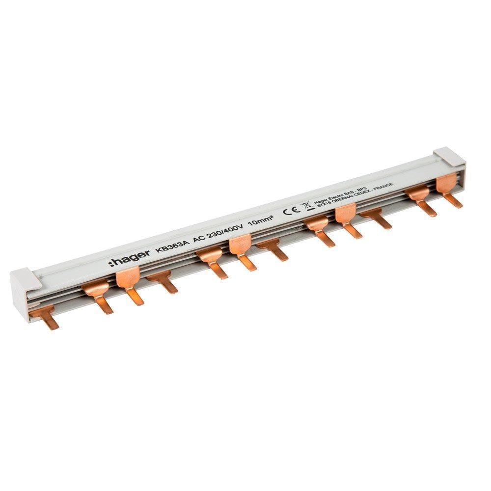 Шина соединительная Hager гребенчатая 3п на 12-модульная 10 мм2 (28683877)