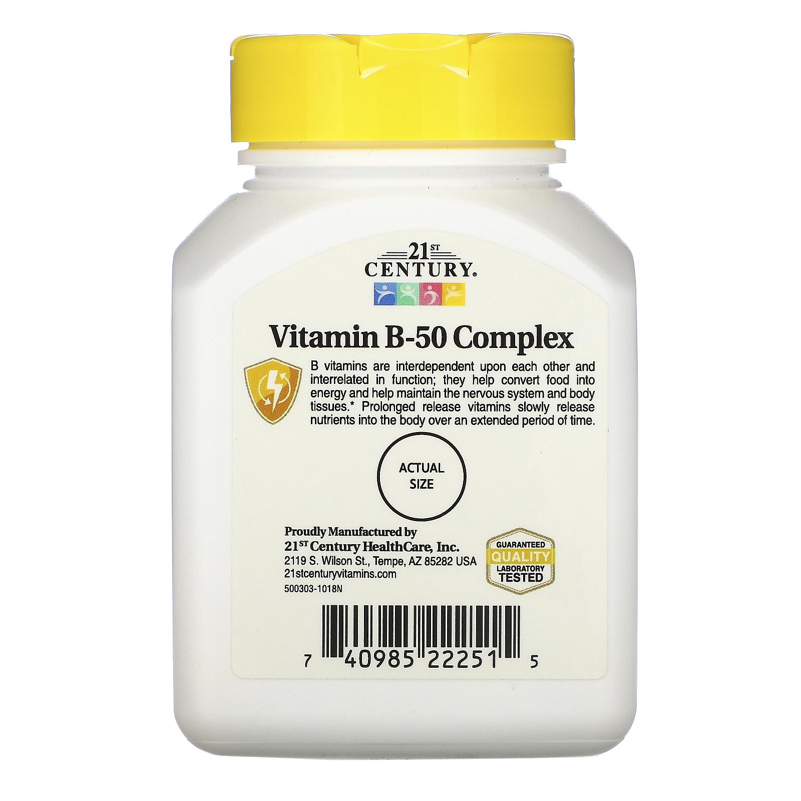 Комплекс вітамінів групи В 21st Century B-50 Complex уповільненого вивільнення 60 таблеток (1056109601) - фото 2 Комплекс вітамінів групи В 21st Century B-50 Complex уповільненого вивільнення 60 таблеток (1056109601) - фото 2