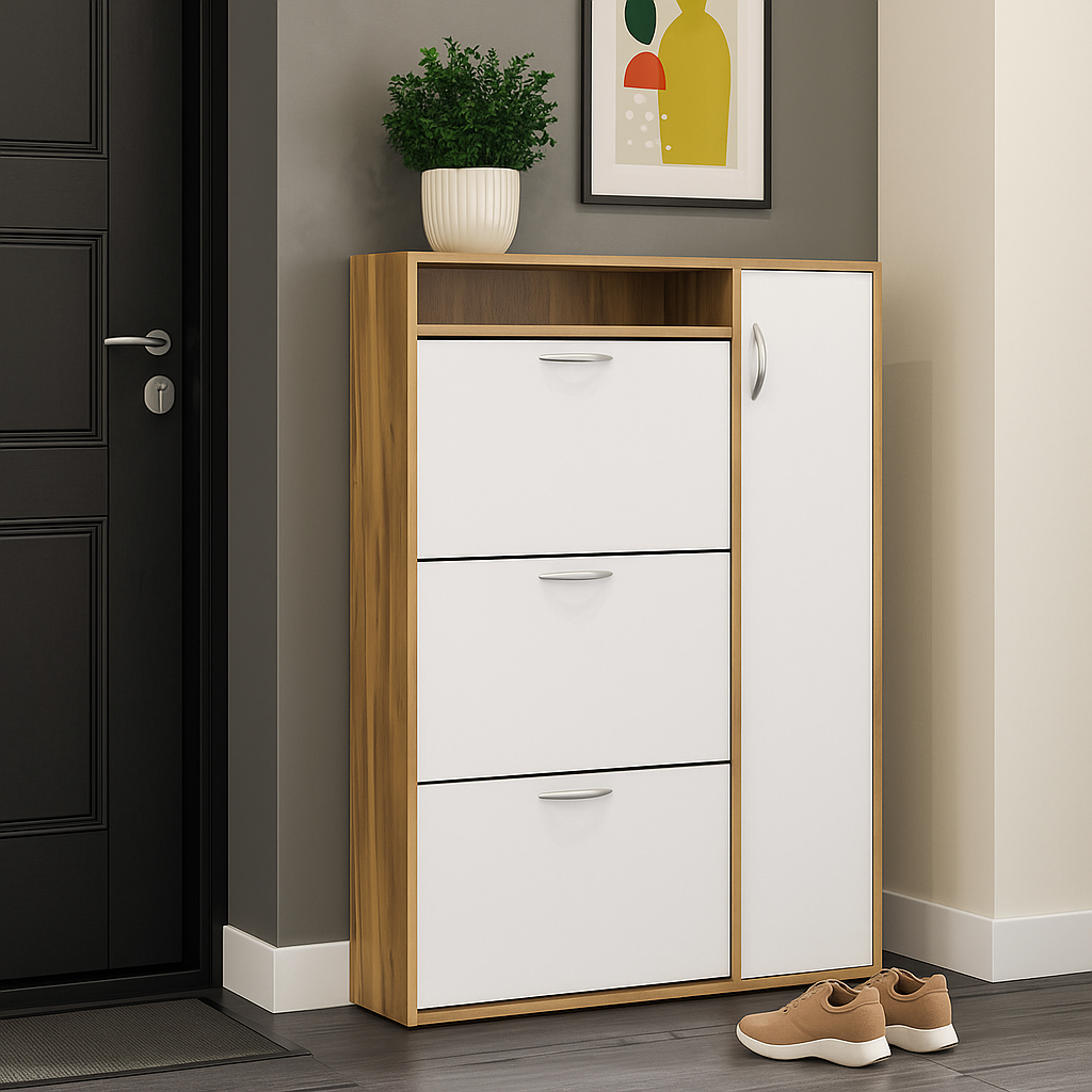 Тумба для взуття Mebel Service Оріон 84х25,5х126 см Дуб Барокко/Білий (30245408)