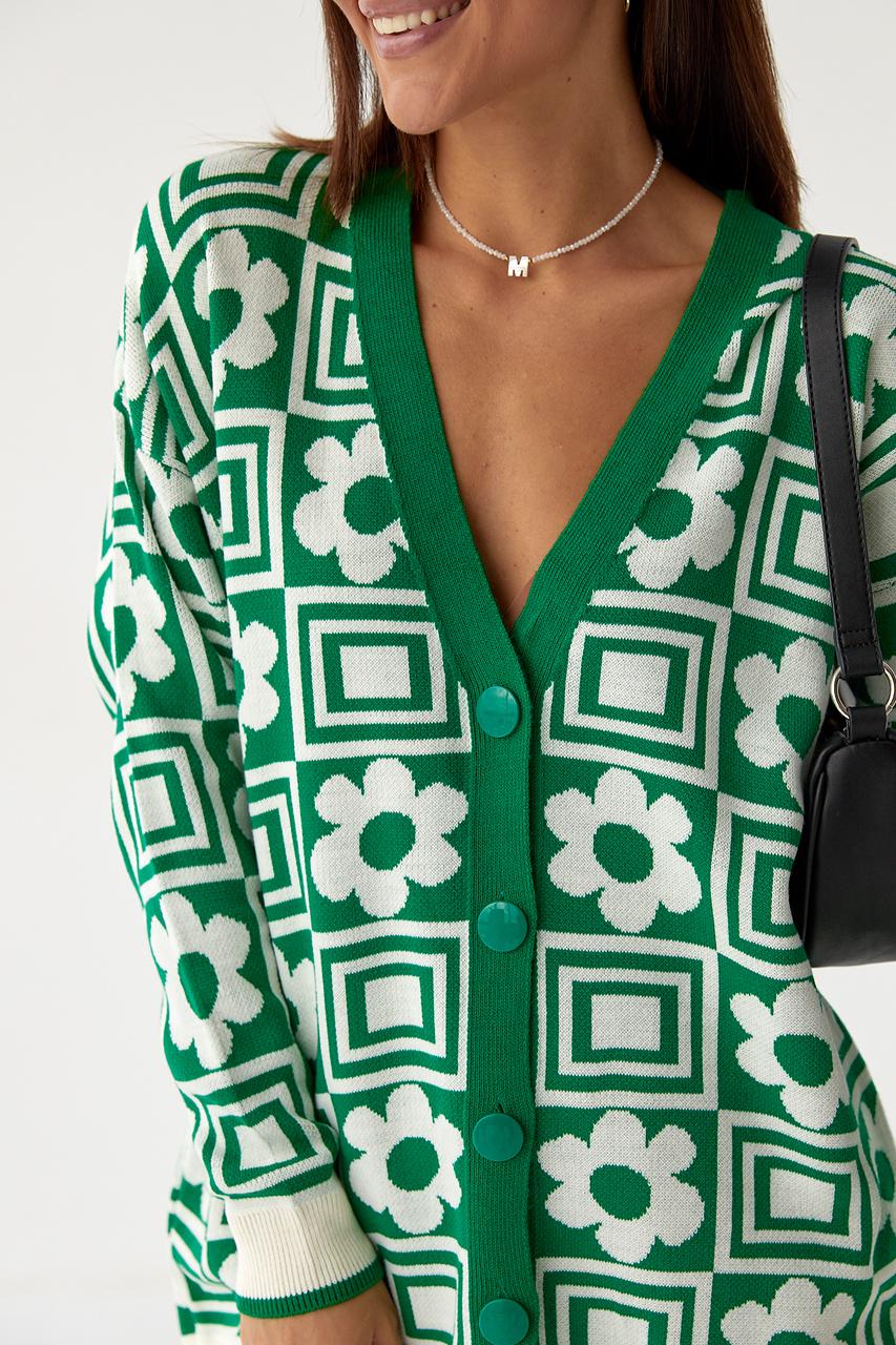 Кардиган удлиненный M Зеленый (9528434) - фото 4 Кардиган удлиненный M Зеленый (9528434) - фото 4