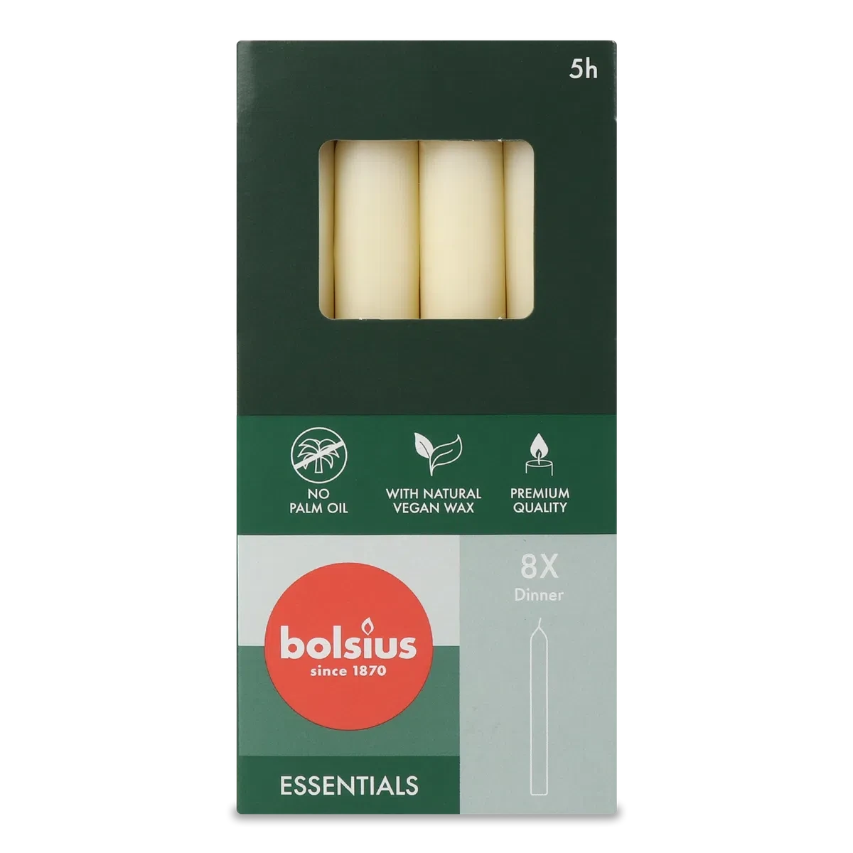 Свеча столовая Bolsius ivory 170/20мм 8шт. (1723663094)