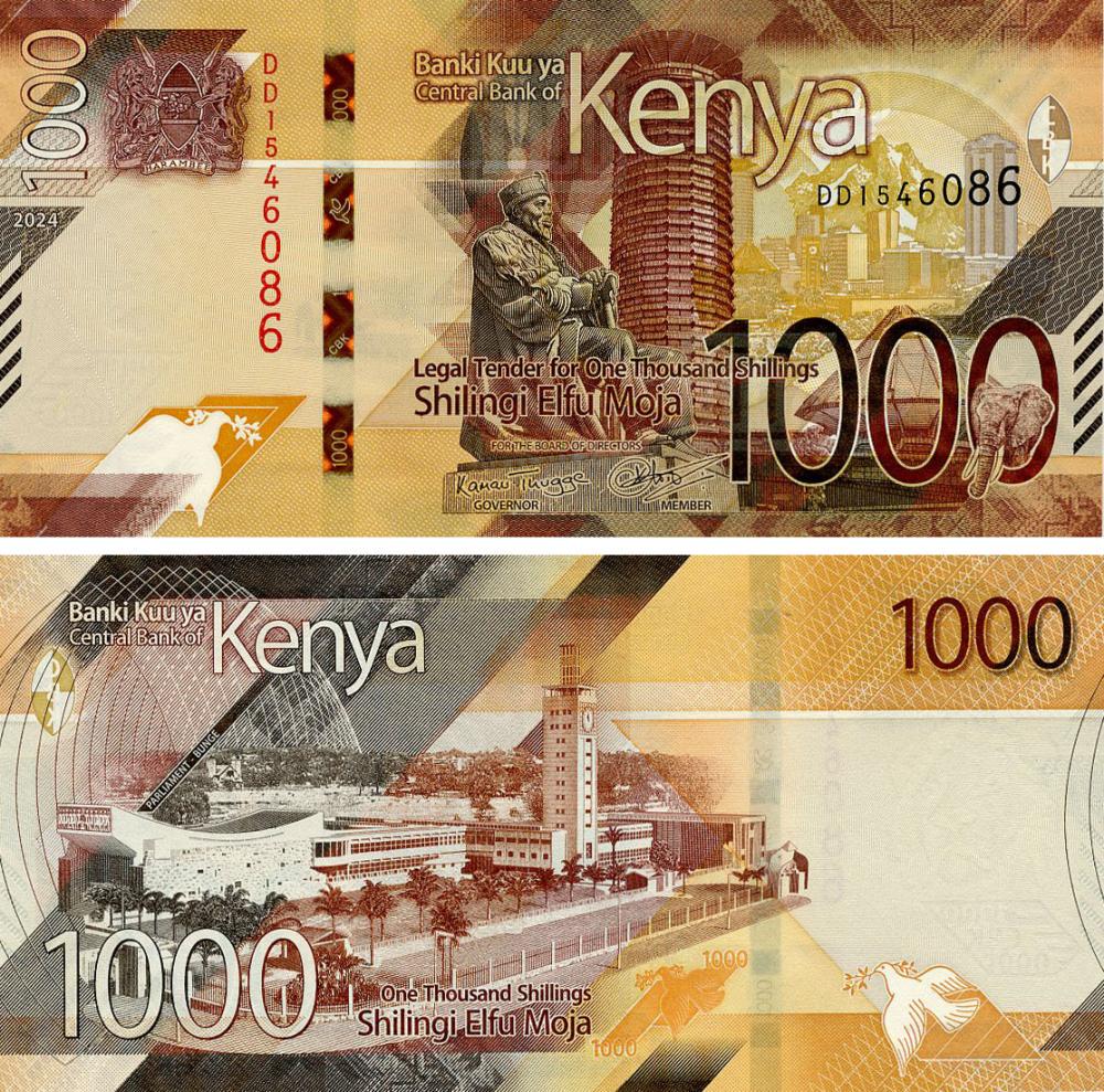 Коллекционная банкнота Кения 1000 шиллингов 2024 UNC (PW56)