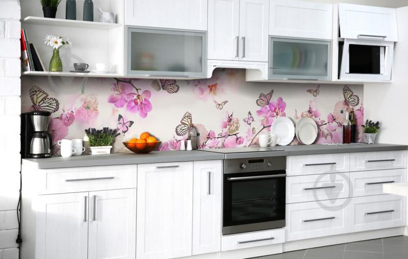 Скинали на кухню Zatarga «Порхающая хрупкость» 650х2500 мм виниловая 3Д наклейка кухонный фартук самоклеящаяся