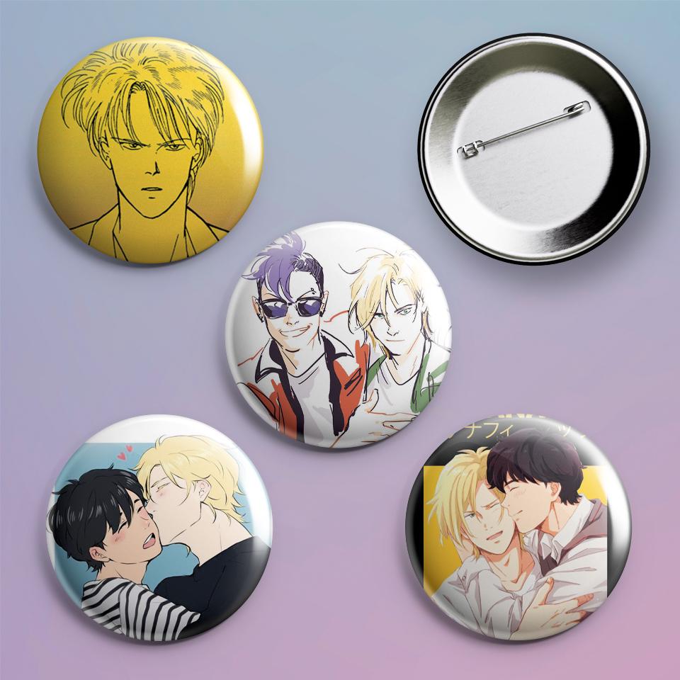 Значки на рюкзак с принтом аниме Banana Fish 4 шт.