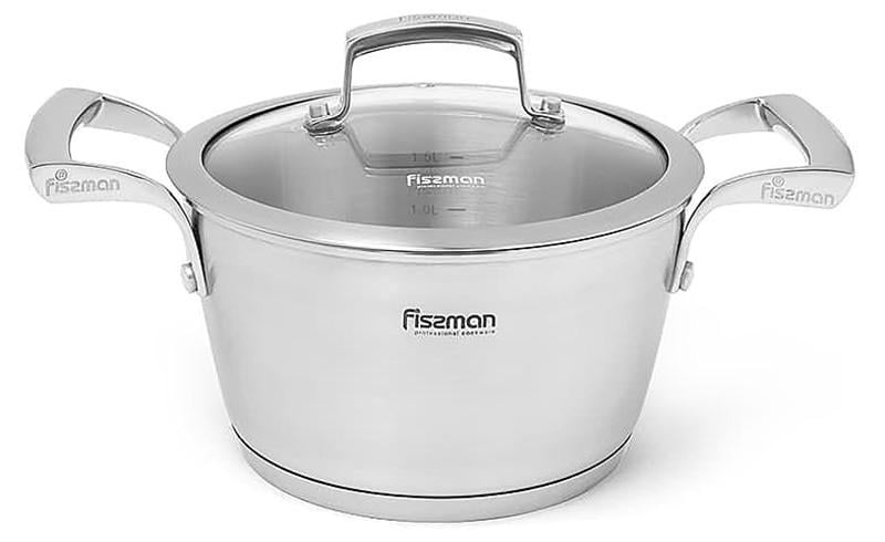 Каструля Fissman Millenium із нержавіючої сталі зі скляною кришкою 1,5 л