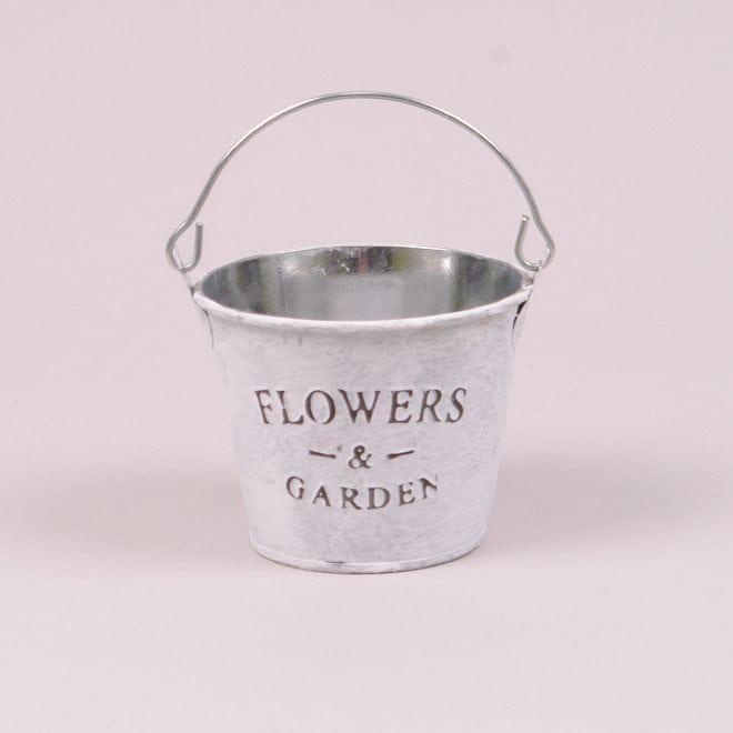 Кашпо металлическое Flora Ведерко Flowers & Garden 38835 Белый (DR013641)