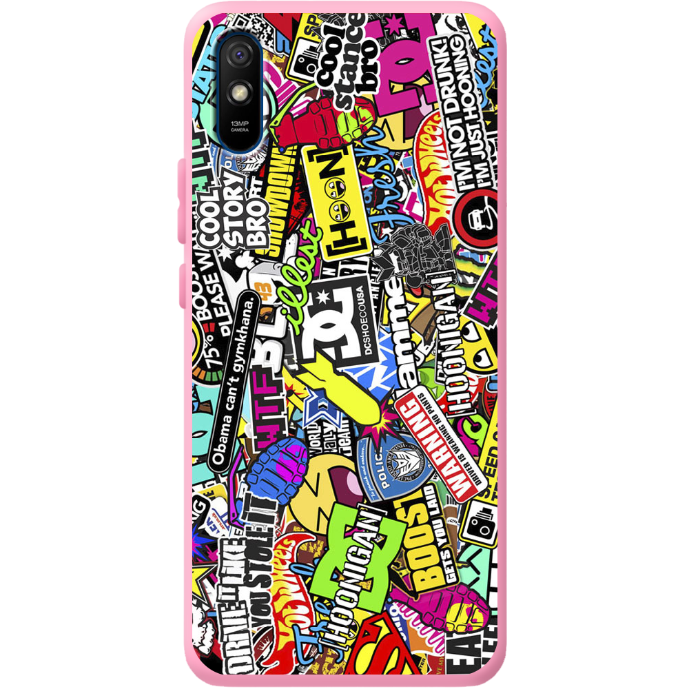 Чехол BoxFace Xiaomi Redmi 9A Multicolored Inscriptions Розовый силикон (40304-up880-41931)
