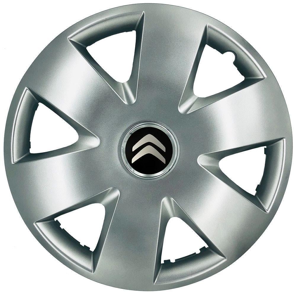 Колпаки SJS 308 с логотипом Citroen R15 4 шт. Серебряный (2654557707)