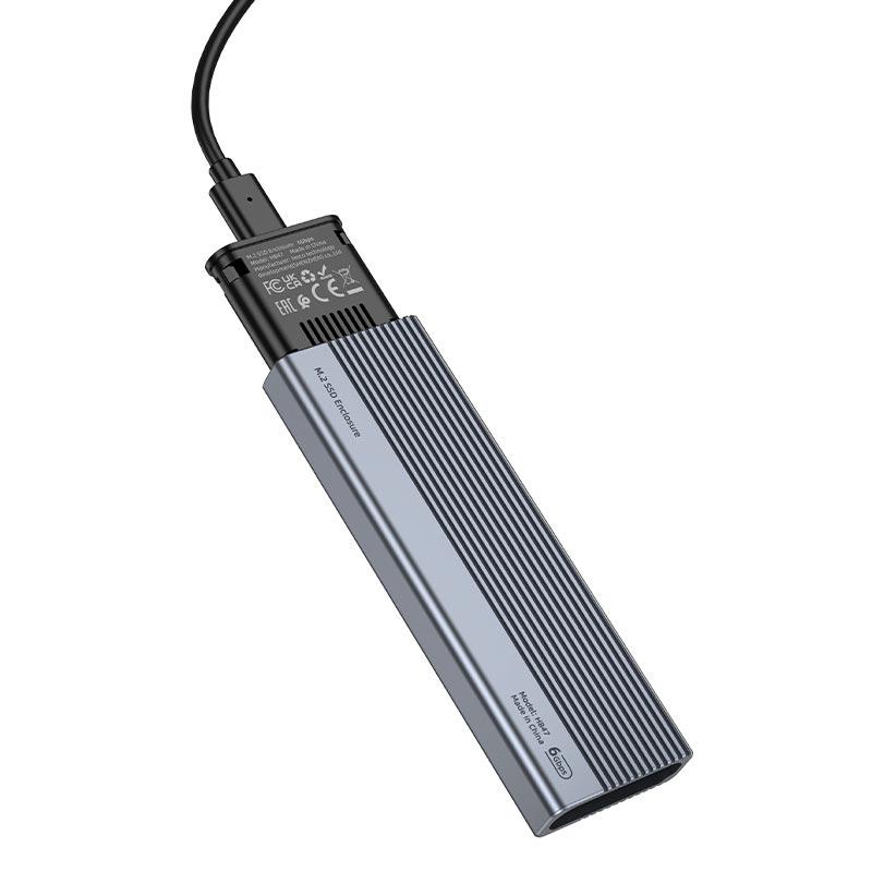 Карман для жестких дисков SSD Hoco HB47 M,2 SATA USB-C до 4 ТБ Grey (685bd42d) - фото 2