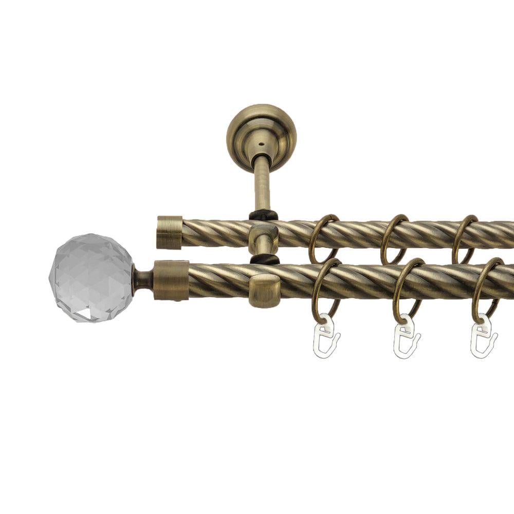 Карниз Orvit Люміера металевий дворядний відкритий скручена труба кільце металеве 19/16 мм 200 см Антик (00-00017466)