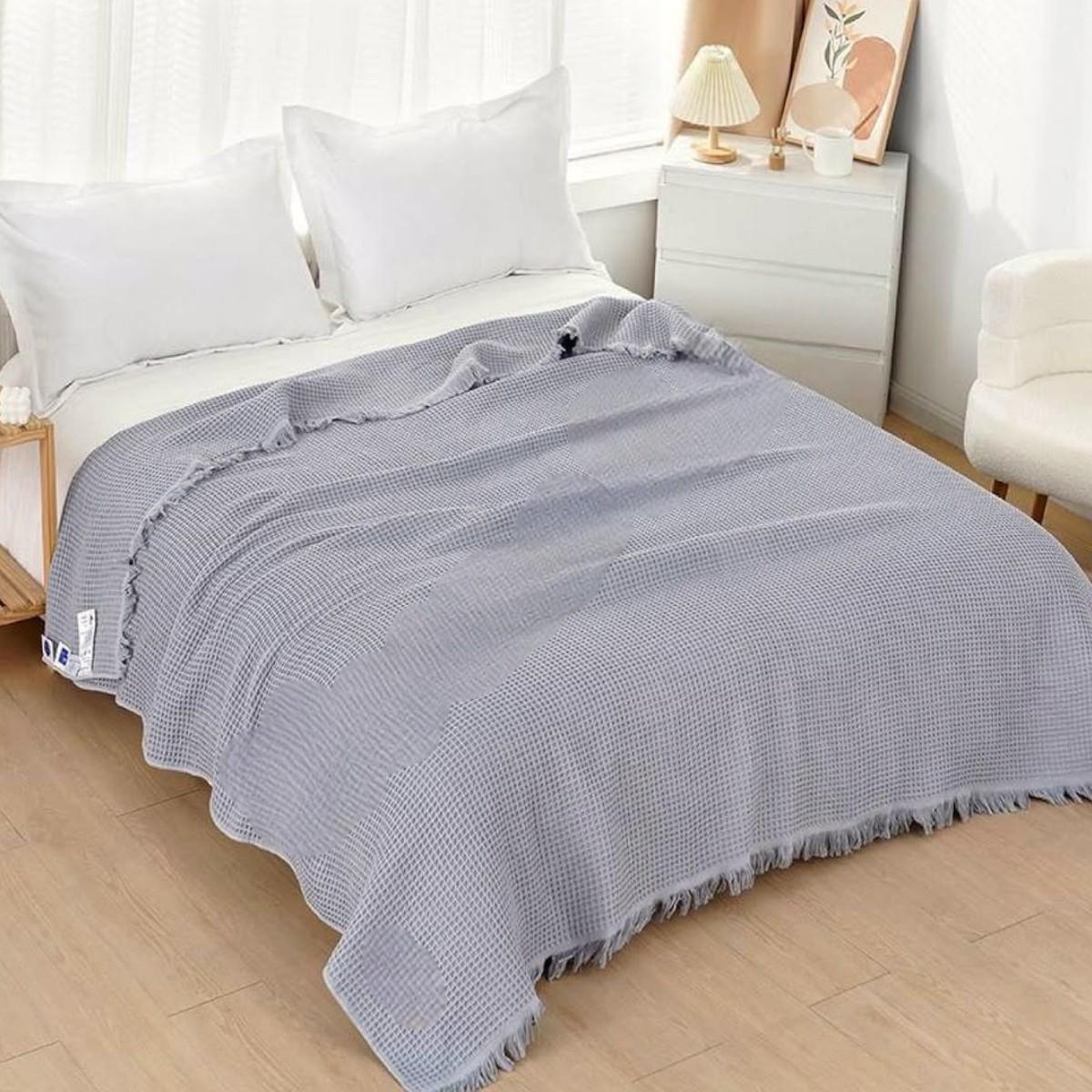 Покривало вафельне Koloco євро 200х230 см Сірий (41878) - фото 1 Покривало вафельне Koloco євро 200х230 см Сірий (41878) - фото 1