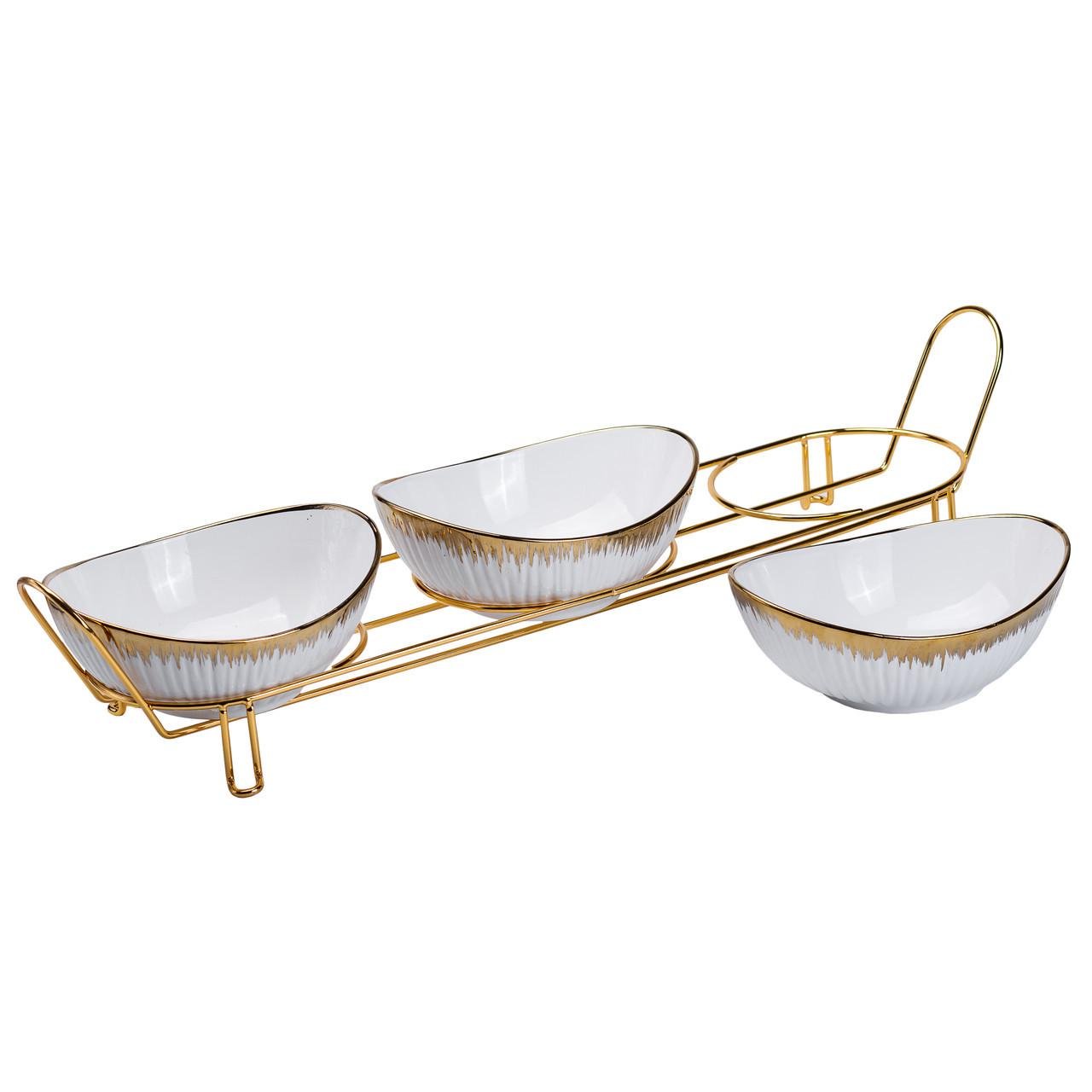 Набір менажниць порцелянових на підставці 3 шт. (HP1007) - фото 3 Набір менажниць порцелянових на підставці 3 шт. (HP1007) - фото 3