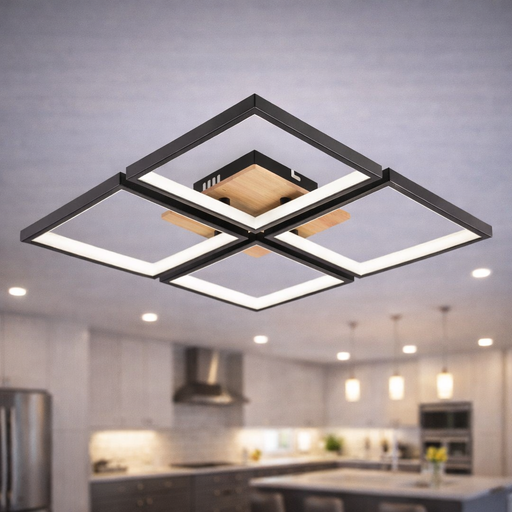 Люстра светодиодная Valeso 82W с квадратным корпусом 3000K-6500К с пультом Черный (DK6587/4)