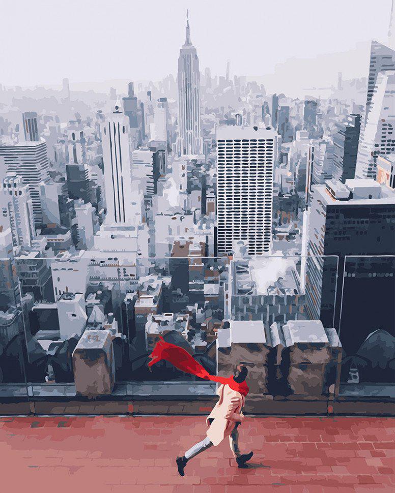 Картина по номерам Brushme Красный шарф в Нью-Йорке (GX26281)