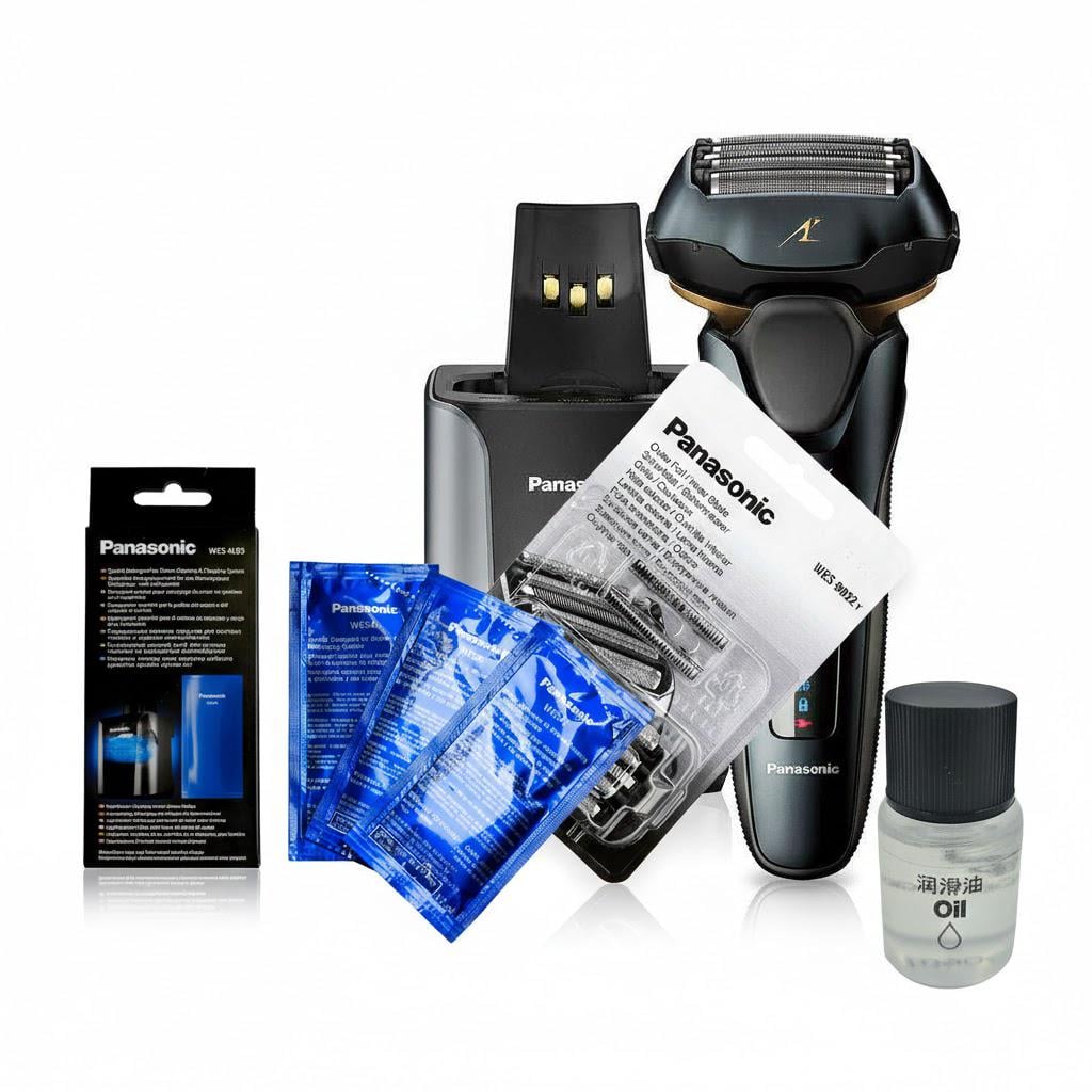 Электробритва Panasonic ES-LV97-K820-ASЕ с дополнительным набором из лезвий и сетки WES-9032Y и моющим средством WES4L03-803 (32364257)