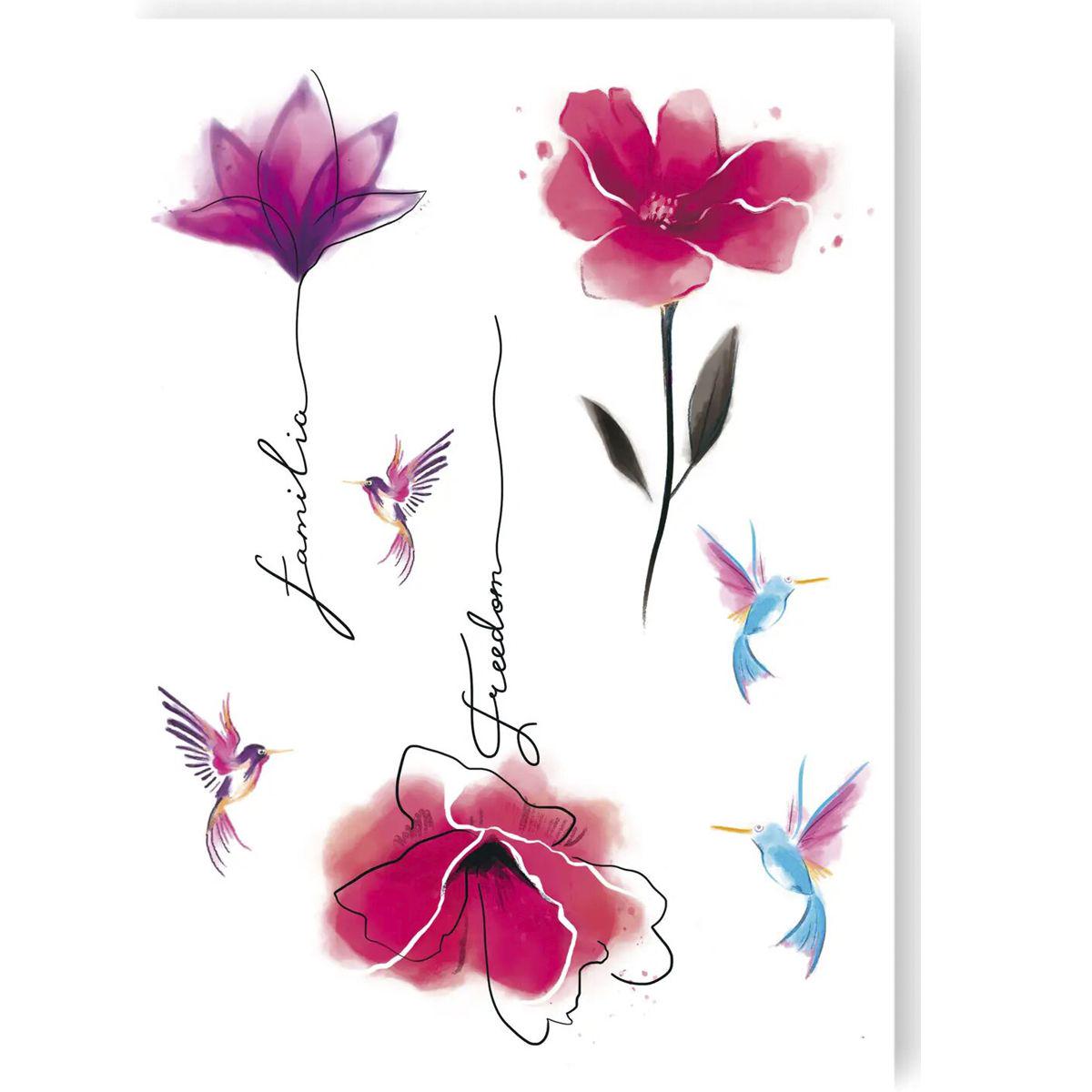 Детские тату Акварельные цветы (212681)