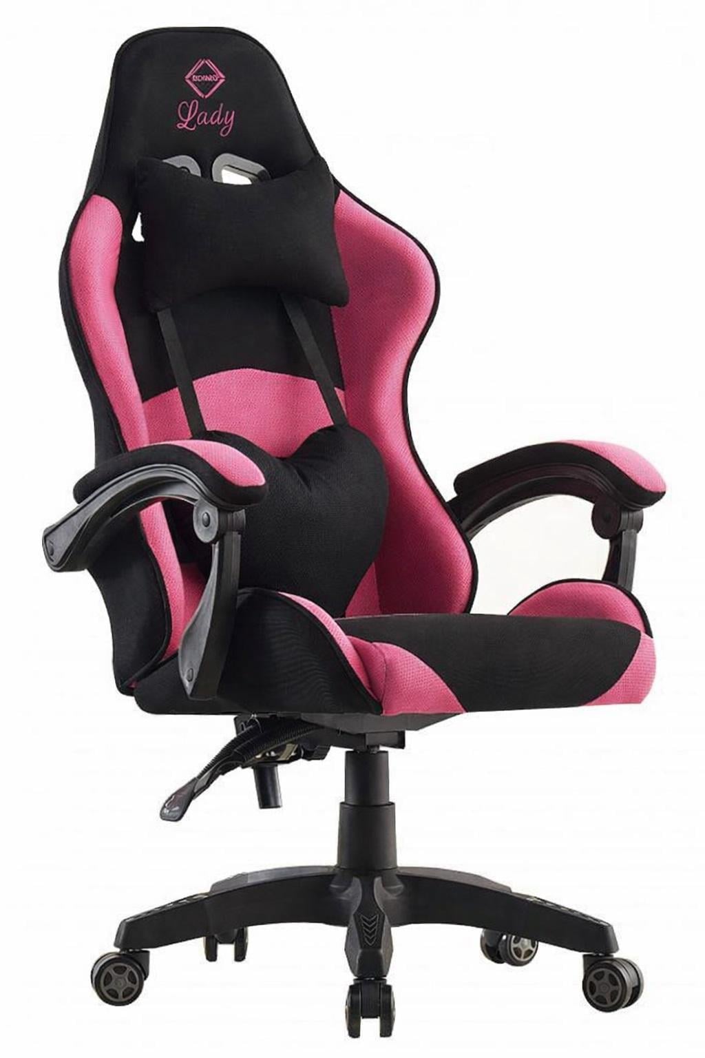 Кресло офисное компьютерное Bonro Lady 806 Черно-розовый (21589807)