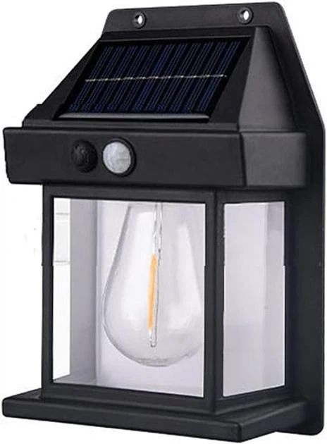 Светильник настенный уличный на солнечной батарее SOLAR WALL LAMP BK-888 с датчиком движения Черный