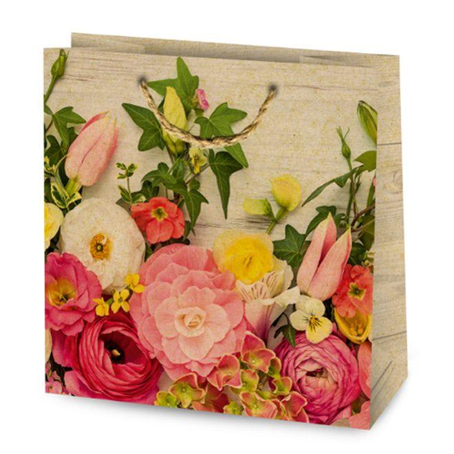 Пакет подарочный крафт Flora микс 16х7,5х16 см 10 шт. (8458) - фото 6