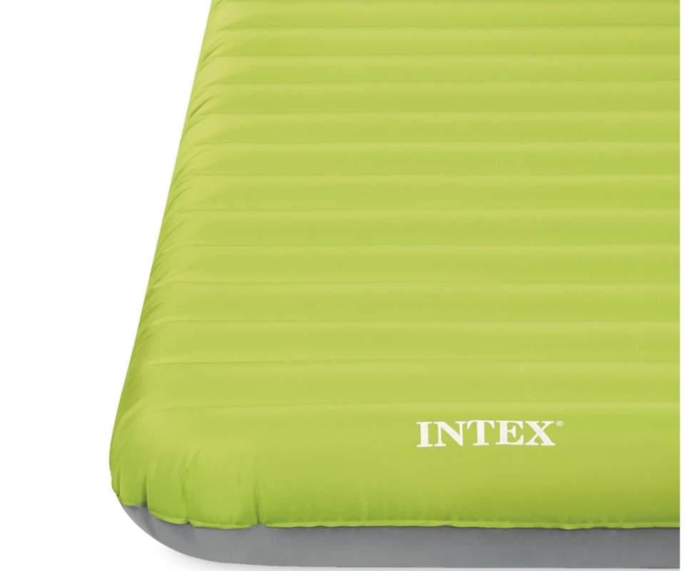 Надувной матрас одноместный велюровый Intex с электронасосом USB и сумкой 76x191x17 см Зеленый (64097) - фото 2