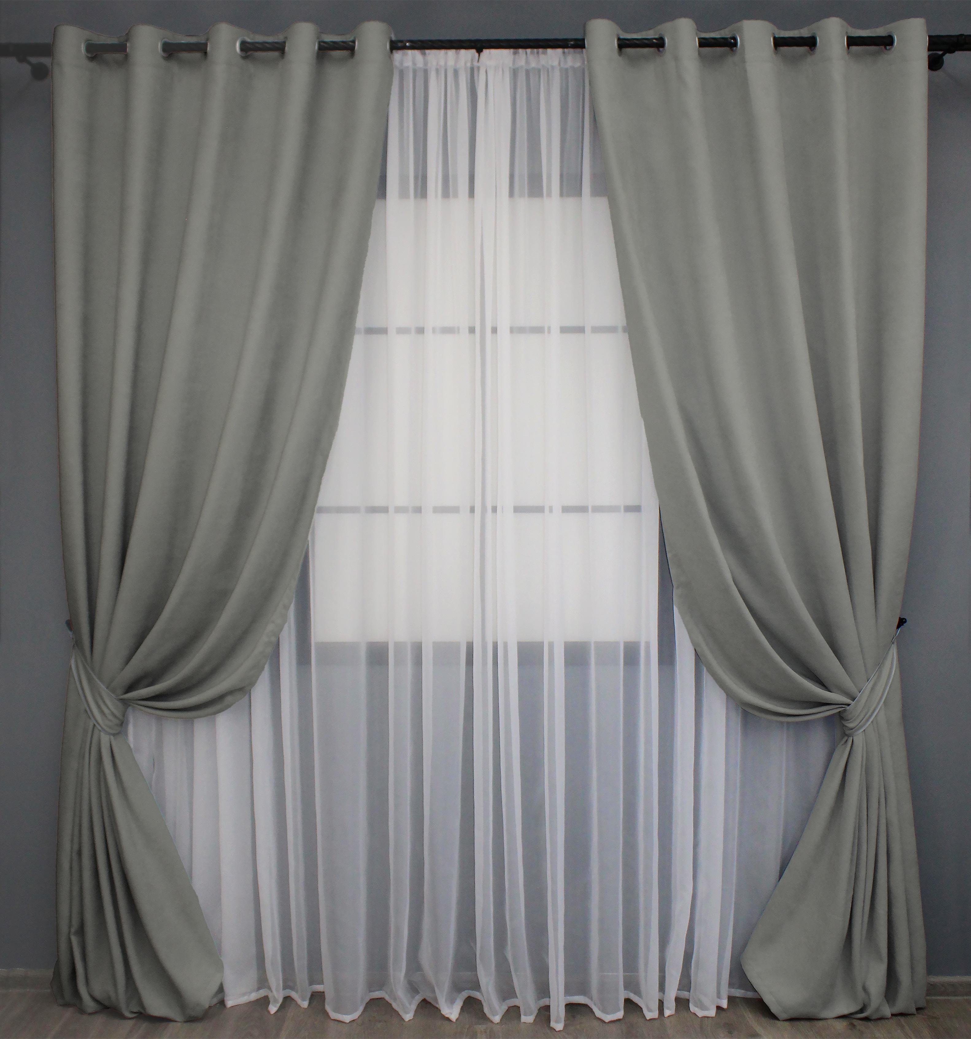 Комплект штор на люверсах VR-Textil Микровелюр Petek №1477ш 150х270 см 2 шт. Светло-серый (37-0165)