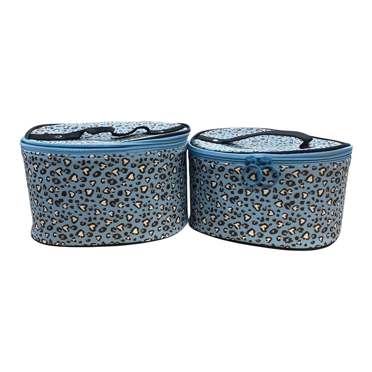 Набор косметичек 2в1 с принтом леопард Голубой (25-185)