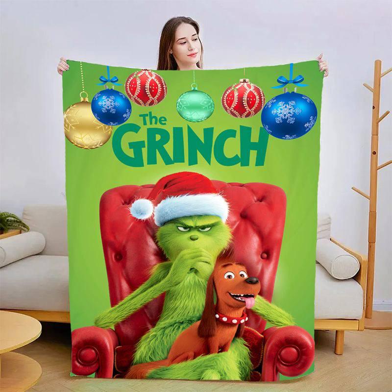 Плед плюшевый с 3D рисунком Праздничный Гринч велюр 160х200 см (13105А) Плед плюшевый с 3D рисунком Праздничный Гринч велюр 160х200 см (13105А)