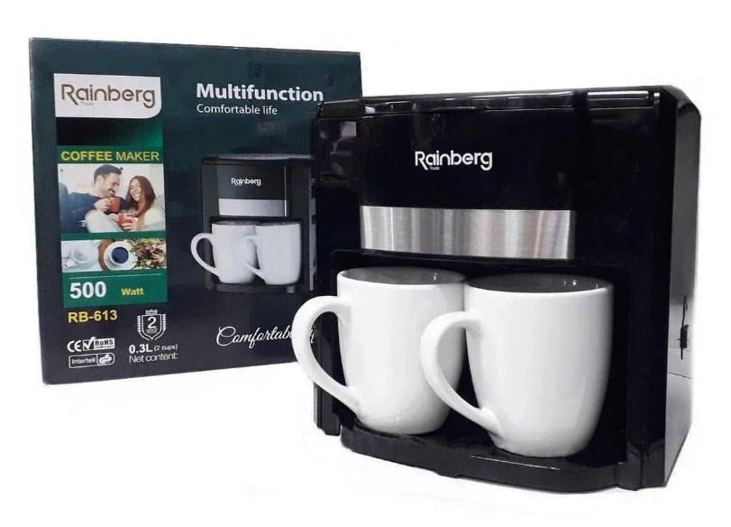 Кавоварка крапельна Rainberg RB-613 на 2 чашки 500 Вт Чорний (2048778210)