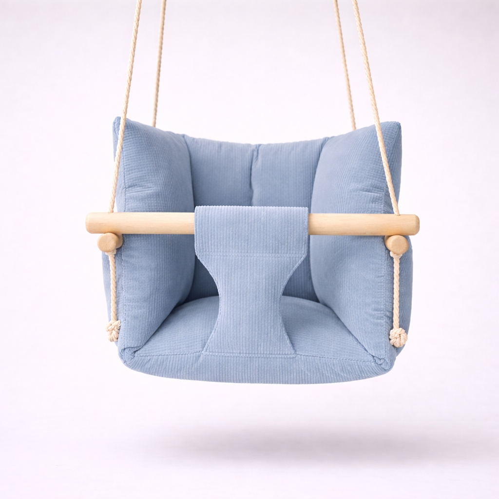 Детские качели подвесные Премиум вельвет Голубой (GS-9208)