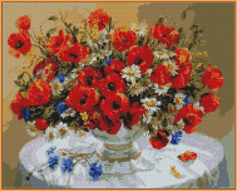 Алмазная мозаика Babylon Маки в вазе 40x50 см (ST324)
