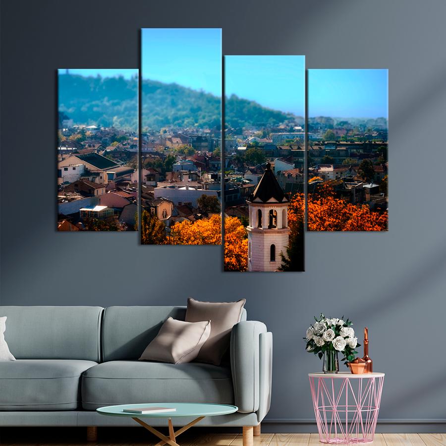 Картина город Болгарский город Пловдив 89x56 см (A664-4)