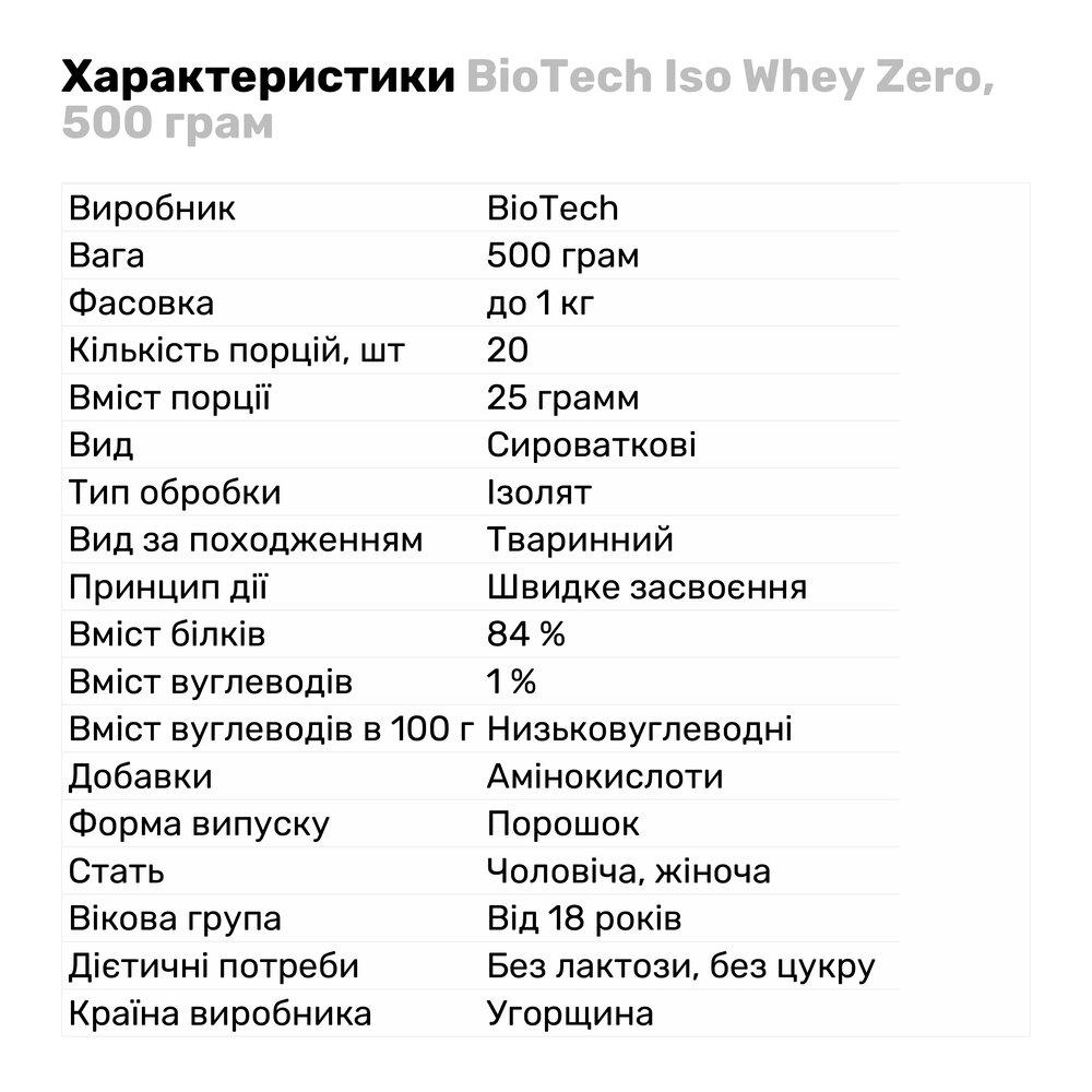 Протеїн BioTech Iso Whey Zero 500 г Ананас-манго (197V1173) - фото 2