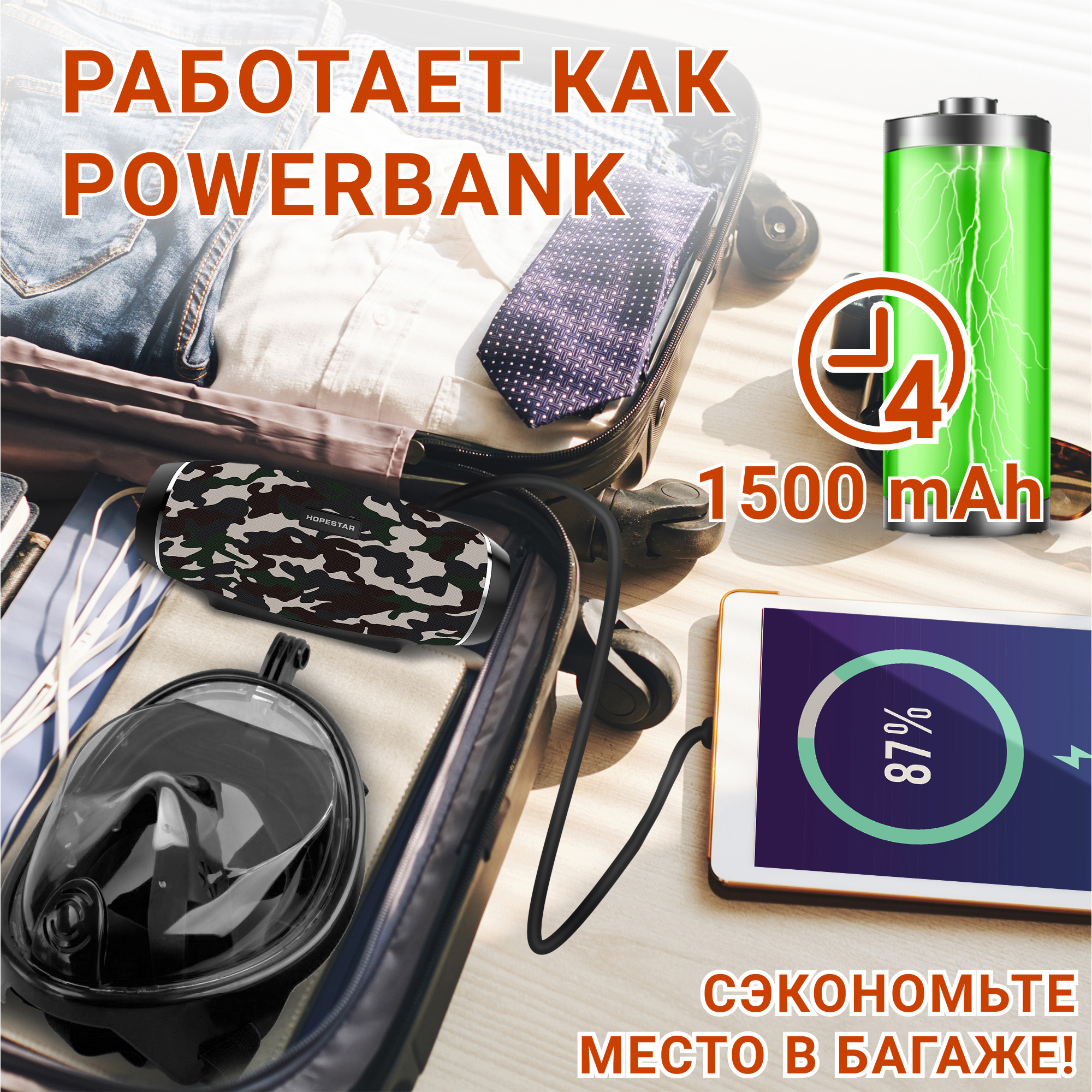 Акустическая система Hopestar PowerBank H27 Камуфляж - фото 5